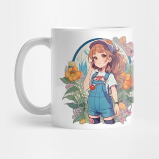 Girl wearing overalls Mug